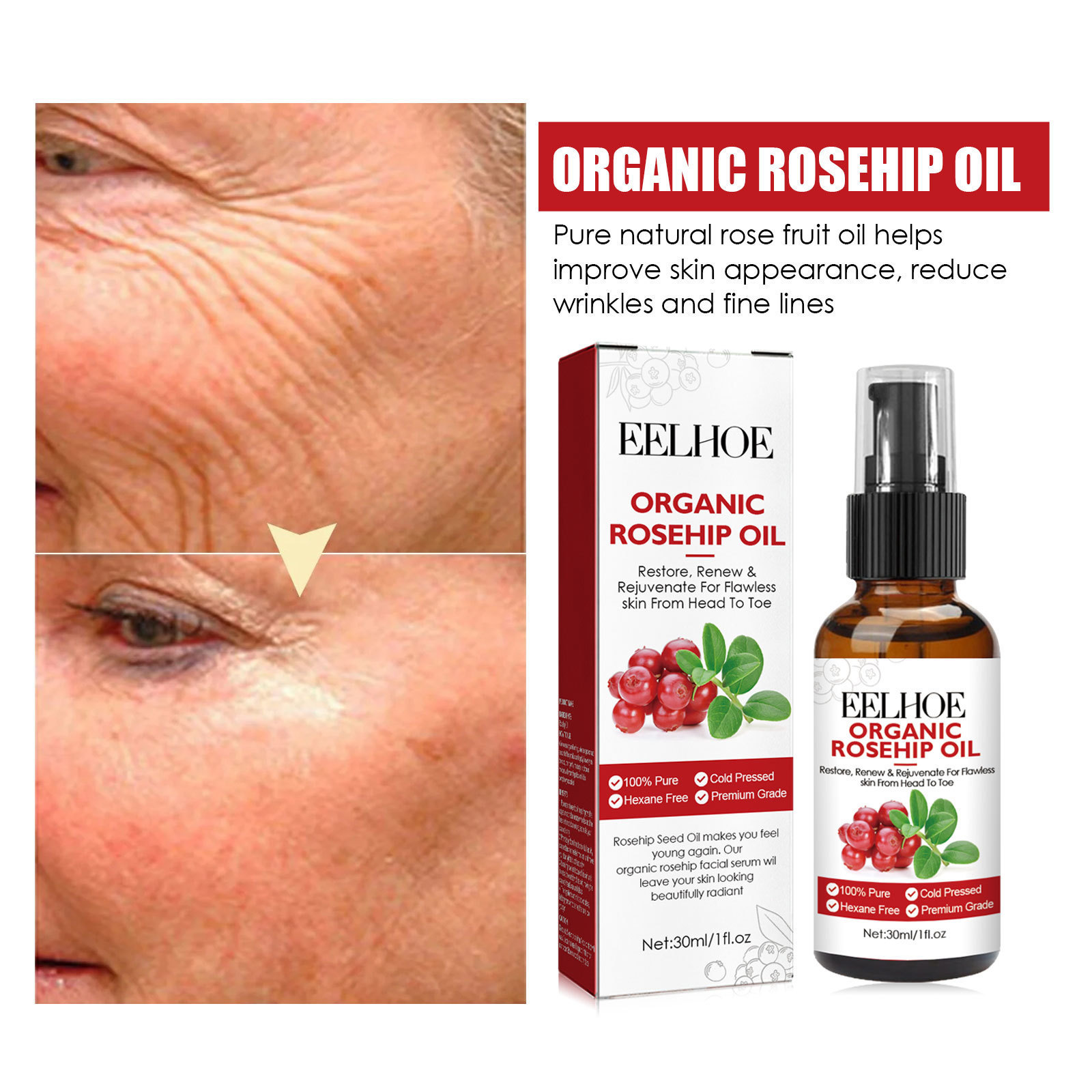 Siero viso all'olio di rosa ca - Face Oil Rosehip recensione e prezzo